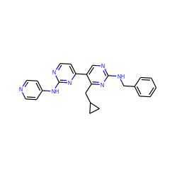 c1ccc(CNc2ncc(-c3ccnc(Nc4ccncc4)n3)c(CC3CC3)n2)cc1 ZINC000653741151