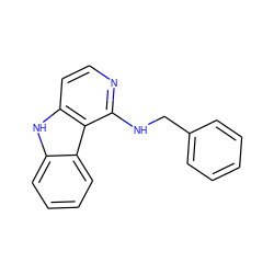 c1ccc(CNc2nccc3[nH]c4ccccc4c23)cc1 ZINC000040979483