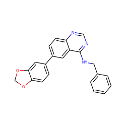 c1ccc(CNc2ncnc3ccc(-c4ccc5c(c4)OCO5)cc23)cc1 ZINC000004266736