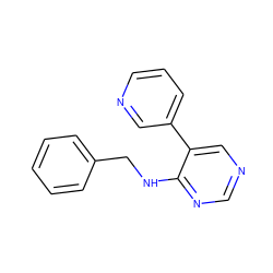 c1ccc(CNc2ncncc2-c2cccnc2)cc1 ZINC000004258333