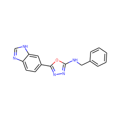 c1ccc(CNc2nnc(-c3ccc4nc[nH]c4c3)o2)cc1 ZINC000096283001