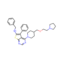 c1ccc(CNc2sc3ncnc(N4CCC(COCCN5CCCC5)CC4)c3c2-c2ccccc2)cc1 ZINC000146552530