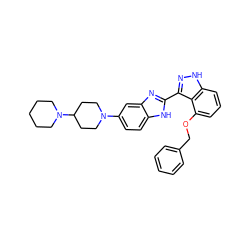 c1ccc(COc2cccc3[nH]nc(-c4nc5cc(N6CCC(N7CCCCC7)CC6)ccc5[nH]4)c23)cc1 ZINC000036176907