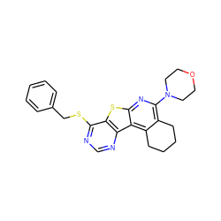 c1ccc(CSc2ncnc3c2sc2nc(N4CCOCC4)c4c(c23)CCCC4)cc1 ZINC000019946844