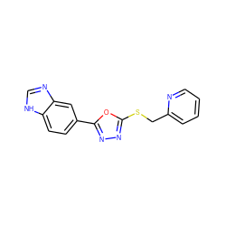 c1ccc(CSc2nnc(-c3ccc4[nH]cnc4c3)o2)nc1 ZINC000116894622