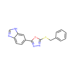 c1ccc(CSc2nnc(-c3ccc4nc[nH]c4c3)o2)cc1 ZINC000005626380