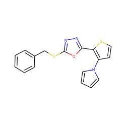 c1ccc(CSc2nnc(-c3sccc3-n3cccc3)o2)cc1 ZINC000001398799