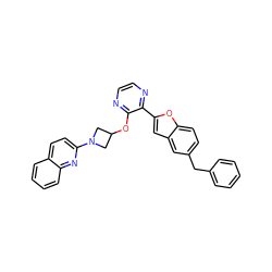 c1ccc(Cc2ccc3oc(-c4nccnc4OC4CN(c5ccc6ccccc6n5)C4)cc3c2)cc1 ZINC000096168823