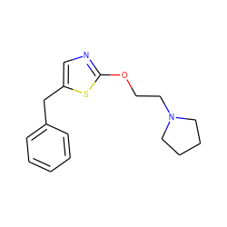 c1ccc(Cc2cnc(OCCN3CCCC3)s2)cc1 ZINC000013805488