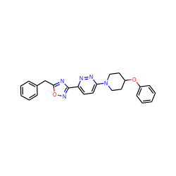 c1ccc(Cc2nc(-c3ccc(N4CCC(Oc5ccccc5)CC4)nn3)no2)cc1 ZINC000028655410