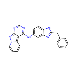 c1ccc(Cc2nc3cc(Nc4ncnc5nn6ccccc6c45)ccc3[nH]2)cc1 ZINC000028138084