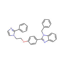 c1ccc(Cn2c(-c3ccc(OCCn4ccnc4-c4ccccc4)cc3)nc3ccccc32)cc1 ZINC000169353300