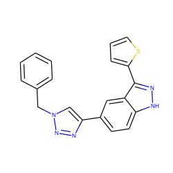 c1ccc(Cn2cc(-c3ccc4[nH]nc(-c5cccs5)c4c3)nn2)cc1 ZINC000146148457