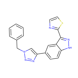 c1ccc(Cn2cc(-c3ccc4[nH]nc(-c5nccs5)c4c3)nn2)cc1 ZINC000147853032