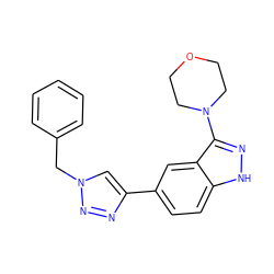 c1ccc(Cn2cc(-c3ccc4[nH]nc(N5CCOCC5)c4c3)nn2)cc1 ZINC000148732236