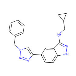 c1ccc(Cn2cc(-c3ccc4[nH]nc(NCC5CC5)c4c3)nn2)cc1 ZINC000147269392