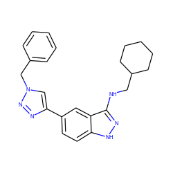 c1ccc(Cn2cc(-c3ccc4[nH]nc(NCC5CCCCC5)c4c3)nn2)cc1 ZINC000147670257