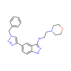 c1ccc(Cn2cc(-c3ccc4[nH]nc(NCCN5CCOCC5)c4c3)nn2)cc1 ZINC000146152453