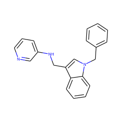 c1ccc(Cn2cc(CNc3cccnc3)c3ccccc32)cc1 ZINC000001414789