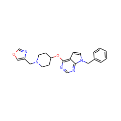 c1ccc(Cn2ccc3c(OC4CCN(Cc5cocn5)CC4)ncnc32)cc1 ZINC000084604851