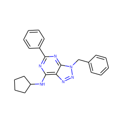 c1ccc(Cn2nnc3c(NC4CCCC4)nc(-c4ccccc4)nc32)cc1 ZINC000013589736