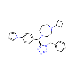 c1ccc(Cn2nnnc2[C@@H](c2ccc(-n3cccc3)cc2)N2CCCN(C3CCC3)CC2)cc1 ZINC000058590838