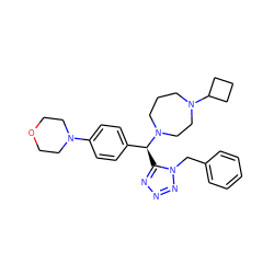 c1ccc(Cn2nnnc2[C@@H](c2ccc(N3CCOCC3)cc2)N2CCCN(C3CCC3)CC2)cc1 ZINC000058582581