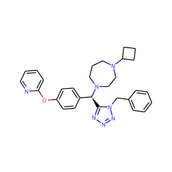 c1ccc(Cn2nnnc2[C@@H](c2ccc(Oc3ccccn3)cc2)N2CCCN(C3CCC3)CC2)cc1 ZINC000058592833