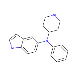 c1ccc(N(c2ccc3[nH]ccc3c2)C2CCNCC2)cc1 ZINC000043076344