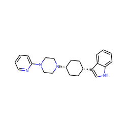 c1ccc(N2CCN([C@H]3CC[C@@H](c4c[nH]c5ccccc54)CC3)CC2)nc1 ZINC000100788526