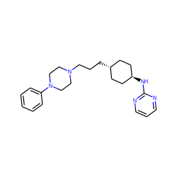 c1ccc(N2CCN(CCC[C@H]3CC[C@H](Nc4ncccn4)CC3)CC2)cc1 ZINC000253663268