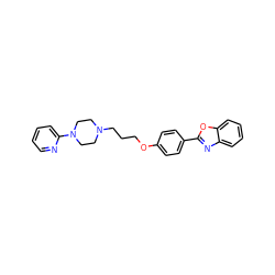 c1ccc(N2CCN(CCCOc3ccc(-c4nc5ccccc5o4)cc3)CC2)nc1 ZINC000473154344