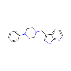 c1ccc(N2CCN(Cc3c[nH]c4ncccc34)CC2)cc1 ZINC000027554372