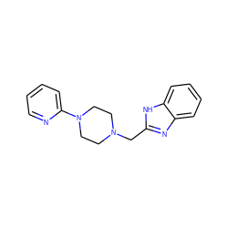 c1ccc(N2CCN(Cc3nc4ccccc4[nH]3)CC2)nc1 ZINC000025427051