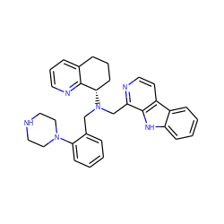 c1ccc(N2CCNCC2)c(CN(Cc2nccc3c2[nH]c2ccccc23)[C@H]2CCCc3cccnc32)c1 ZINC000208475267