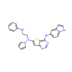 c1ccc(NCCN(c2cc3ncnc(Nc4ccc5[nH]ccc5c4)c3s2)n2cccc2)cc1 ZINC000026480532