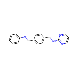 c1ccc(NCc2ccc(CNc3ncccn3)cc2)cc1 ZINC000055837543