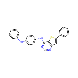 c1ccc(Nc2ccc(Nc3ncnc4cc(-c5ccccc5)sc34)cc2)cc1 ZINC000013588159