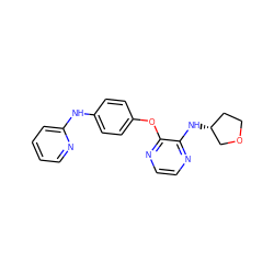 c1ccc(Nc2ccc(Oc3nccnc3N[C@@H]3CCOC3)cc2)nc1 ZINC000139196569