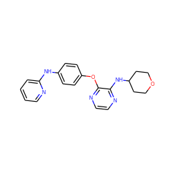 c1ccc(Nc2ccc(Oc3nccnc3NC3CCOCC3)cc2)nc1 ZINC000139196320