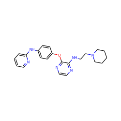 c1ccc(Nc2ccc(Oc3nccnc3NCCN3CCCCC3)cc2)nc1 ZINC000139196777