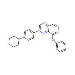 c1ccc(Nc2cncc3ncc(-c4ccc(N5CCCCC5)cc4)nc23)cc1 ZINC000200655871