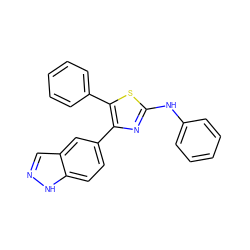 c1ccc(Nc2nc(-c3ccc4[nH]ncc4c3)c(-c3ccccc3)s2)cc1 ZINC000066066151