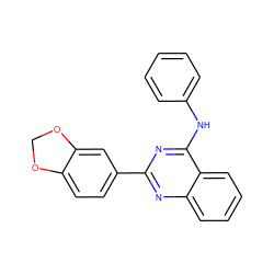 c1ccc(Nc2nc(-c3ccc4c(c3)OCO4)nc3ccccc23)cc1 ZINC000004239231