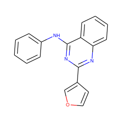 c1ccc(Nc2nc(-c3ccoc3)nc3ccccc23)cc1 ZINC000004239260