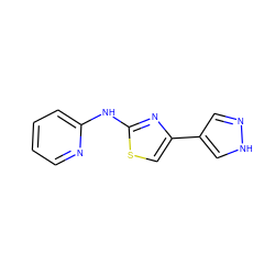 c1ccc(Nc2nc(-c3cn[nH]c3)cs2)nc1 ZINC000072116372