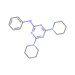 c1ccc(Nc2nc(N3CCCCC3)nc(N3CCCCC3)n2)cc1 ZINC000000185439