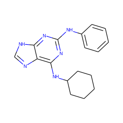 c1ccc(Nc2nc(NC3CCCCC3)c3nc[nH]c3n2)cc1 ZINC000013648454