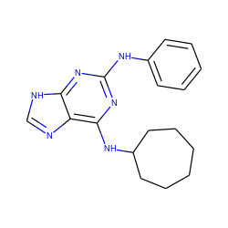 c1ccc(Nc2nc(NC3CCCCCC3)c3nc[nH]c3n2)cc1 ZINC000011688822