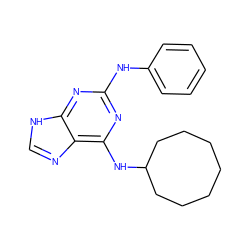 c1ccc(Nc2nc(NC3CCCCCCC3)c3nc[nH]c3n2)cc1 ZINC000013648474